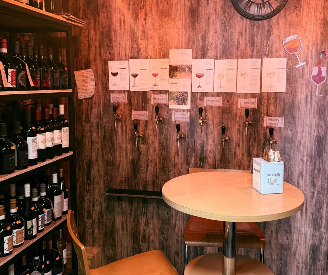 Wine corner at La Salumeria